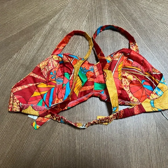 VINTAGE NWT 1960’s Swimsuit Paradise Hawaii Bikini Red Tropical Print - Picture 12 of 13